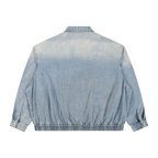 Chaqueta vaquera unisex con cremallera completa y lavado vintage