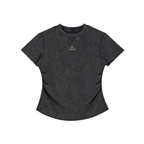 Camiseta de algodón ajustada vintage lavada para mujer