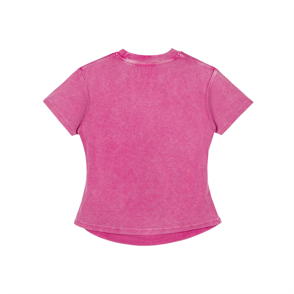 Camiseta de algodón ajustada vintage lavada para mujer