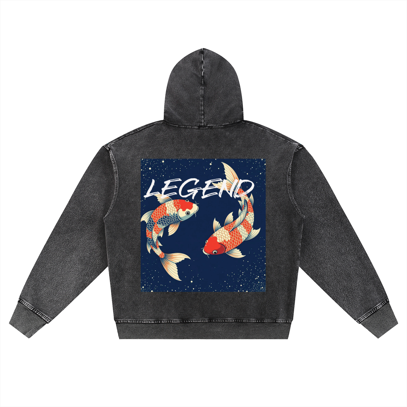 Women's "Legend Koi" Snow Wash Oversized Zip-Up Jacket