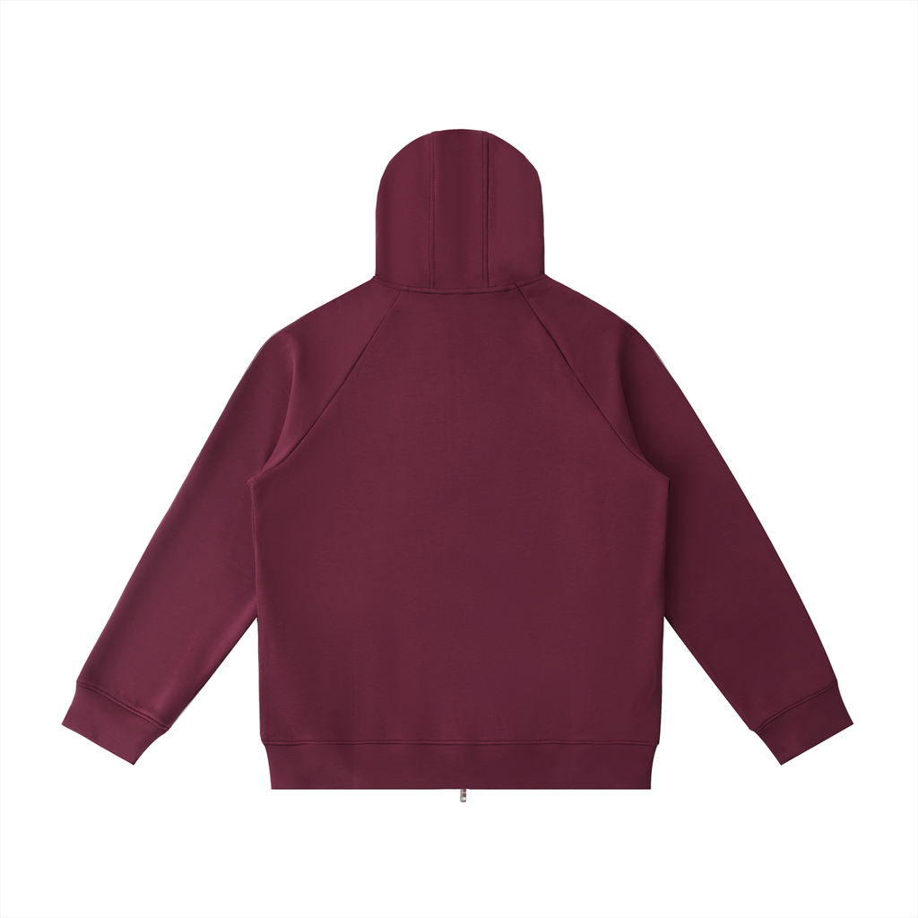 Sudadera con capucha y cremallera de manga raglán de peso pesado para mujer