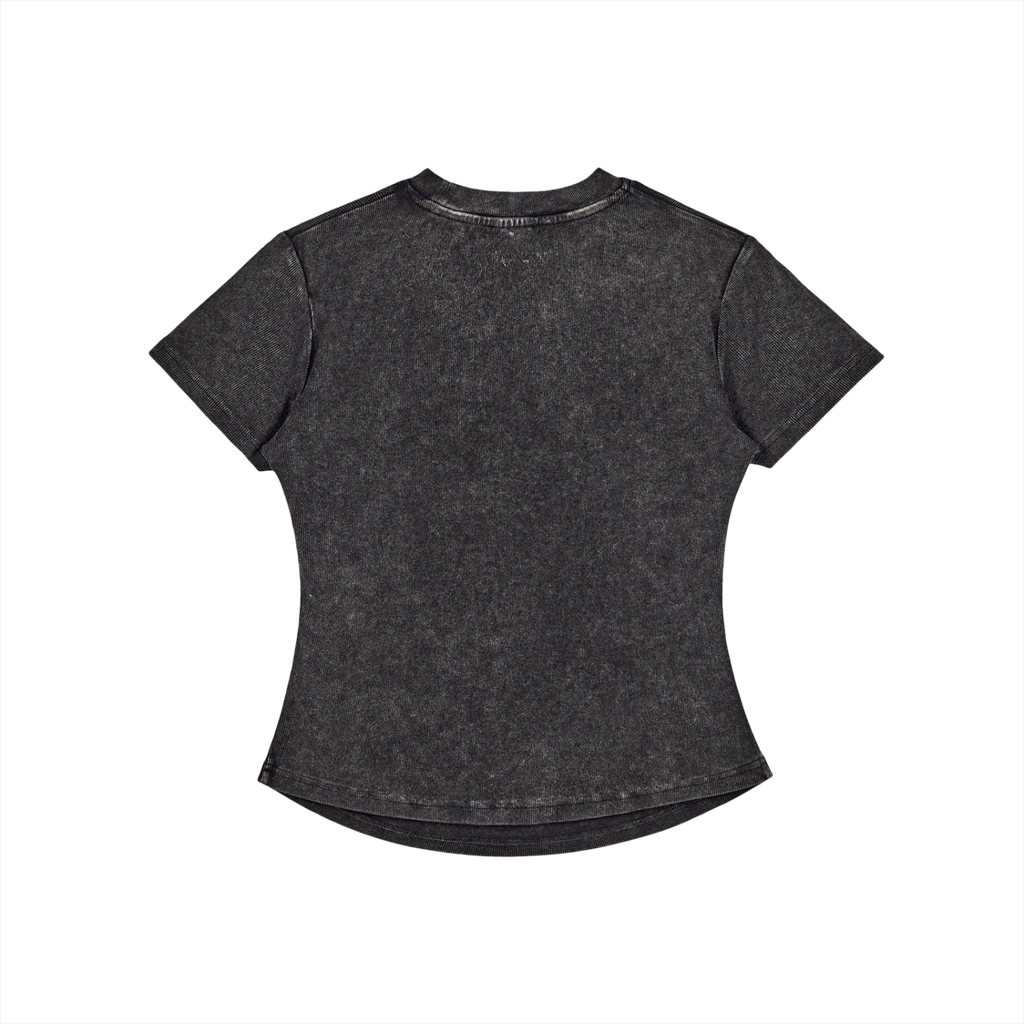 Camiseta de algodón ajustada vintage lavada para mujer