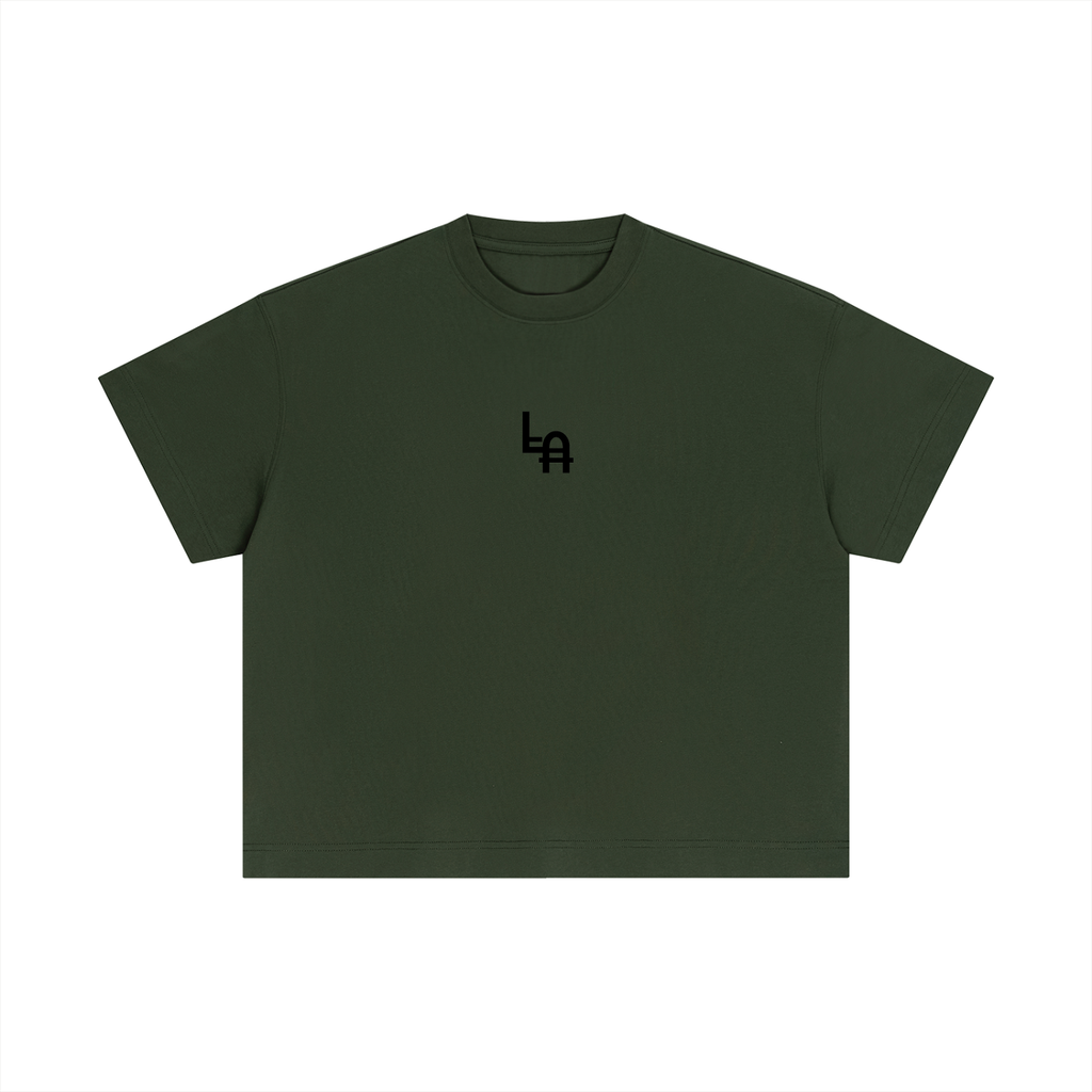Camiseta holgada de algodón para mujer con gráfico "LA"