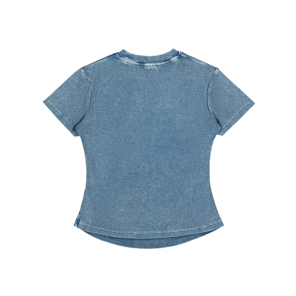 Camiseta de algodón ajustada vintage lavada para mujer