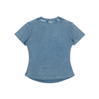 Camiseta de algodón ajustada vintage lavada para mujer