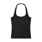 Camiseta sin mangas acanalada Henley para mujer